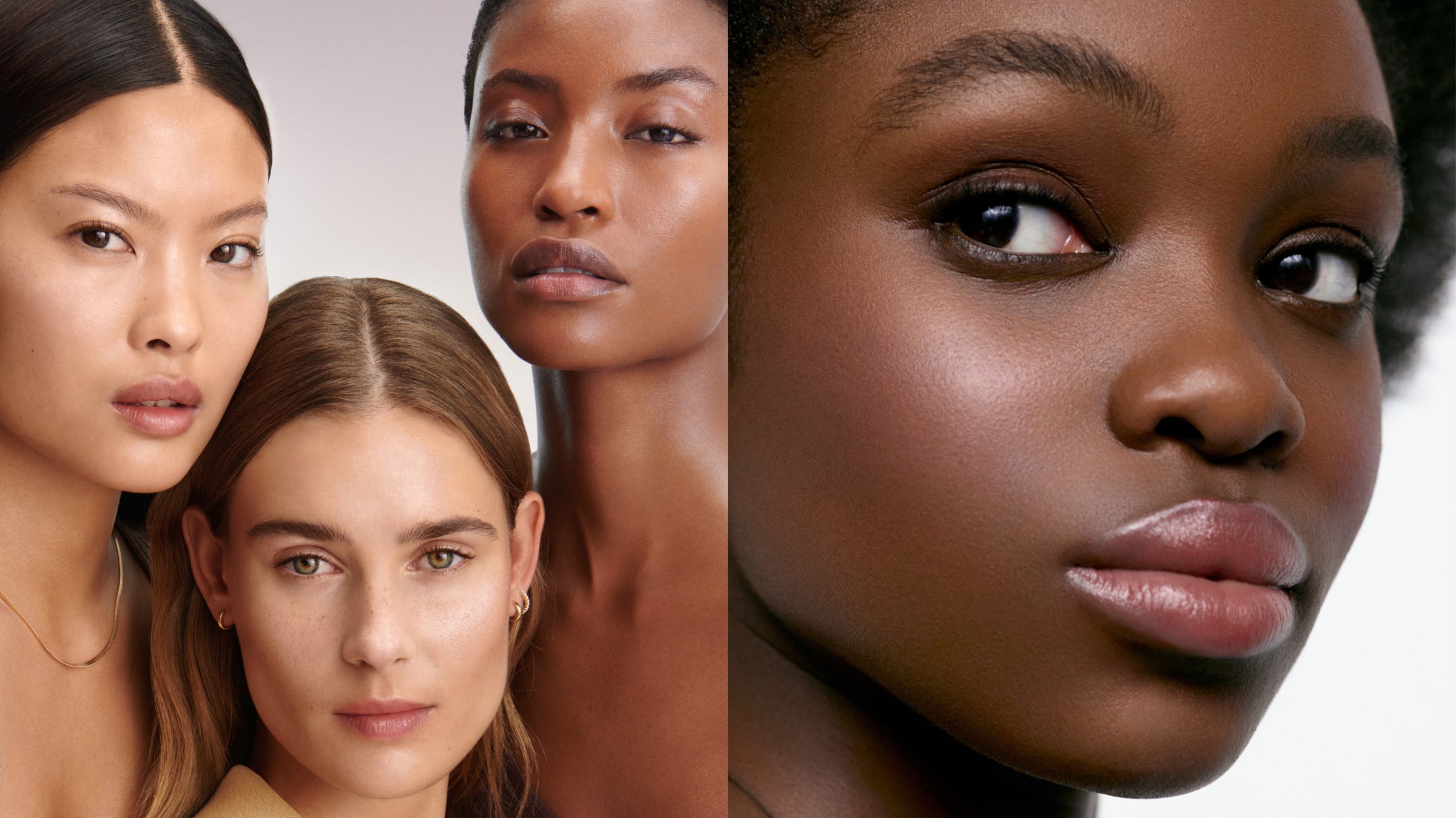 faces of four multicultural models showing the high performance of Rose inc products